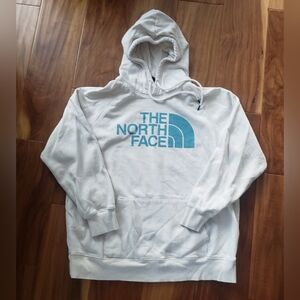 The North Face White Hoodie with Teal Logo